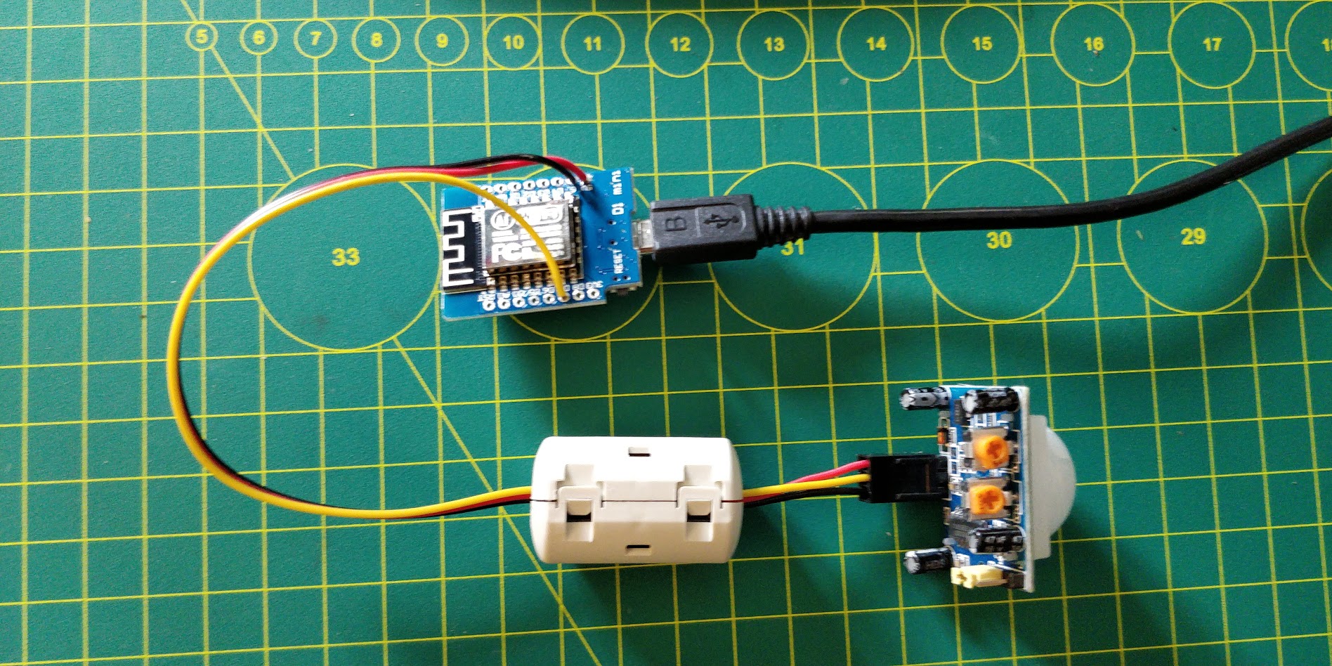 Mitigating false positive triggers of a HC-SR501 PIR sensor connected